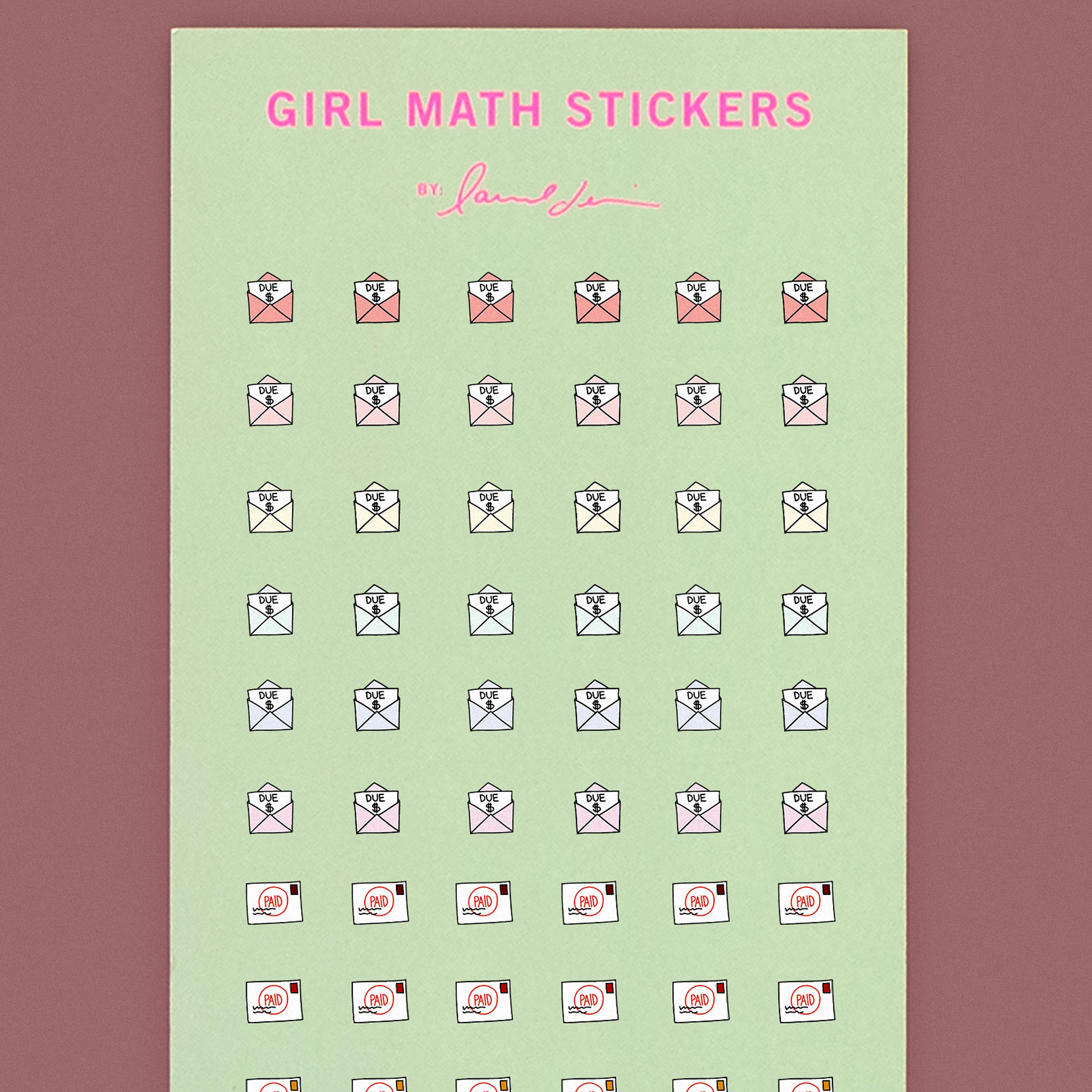 Mini Girl Math Stickers | laurel denise