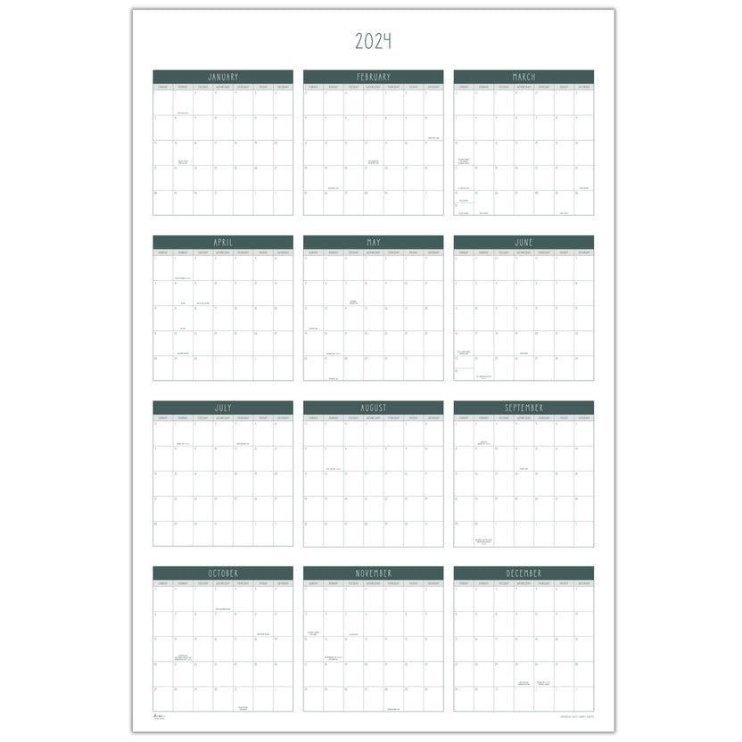 Printable Yearly Wall Calendar 