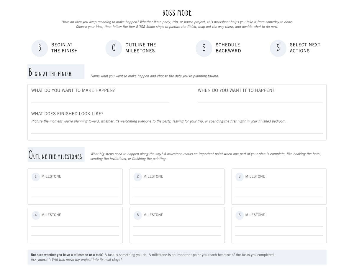 B.O.S.S. Mode Long-Term Project Planning Worksheet