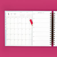 Horizontal Week + Month Planner, 2025-2026 | Pink Sherbet