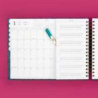 Horizontal Week + Month Planner, 2025-2026 | Pink Sherbet