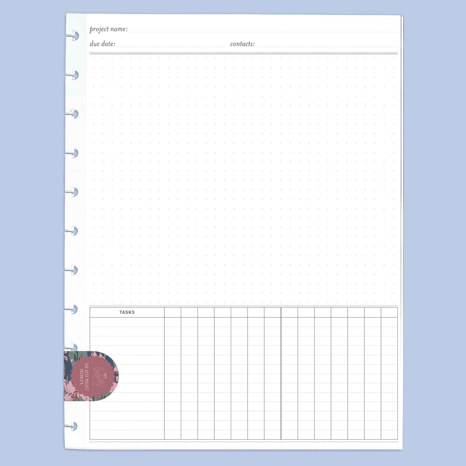 2-Week Project Organizer Inserts | Planner Expansion Pack | Disc Sizes 1, 2, 3, 4