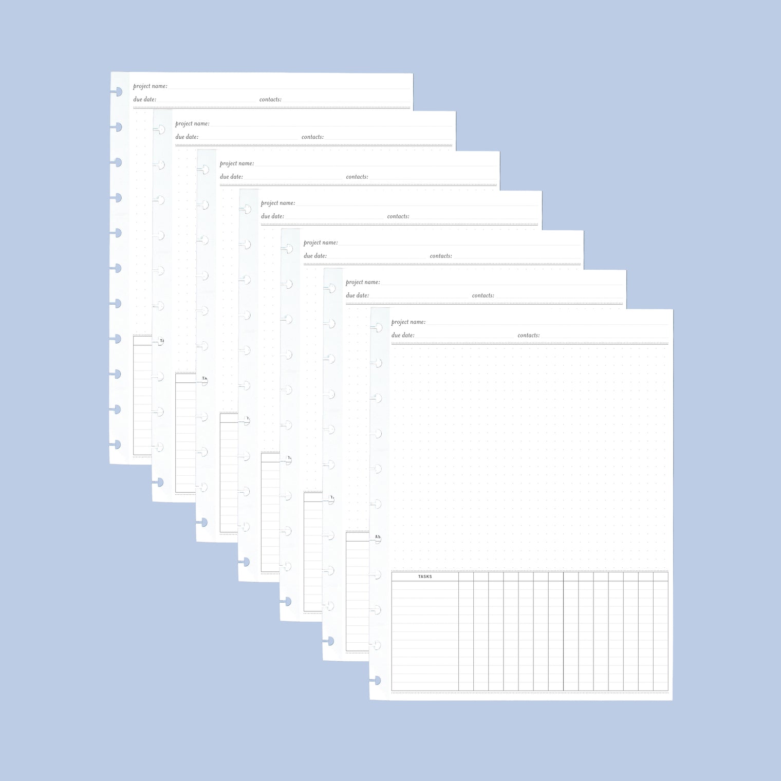 2-Week Project Organizer Inserts | Planner Expansion Pack | Disc Sizes 1, 2, 3, 4