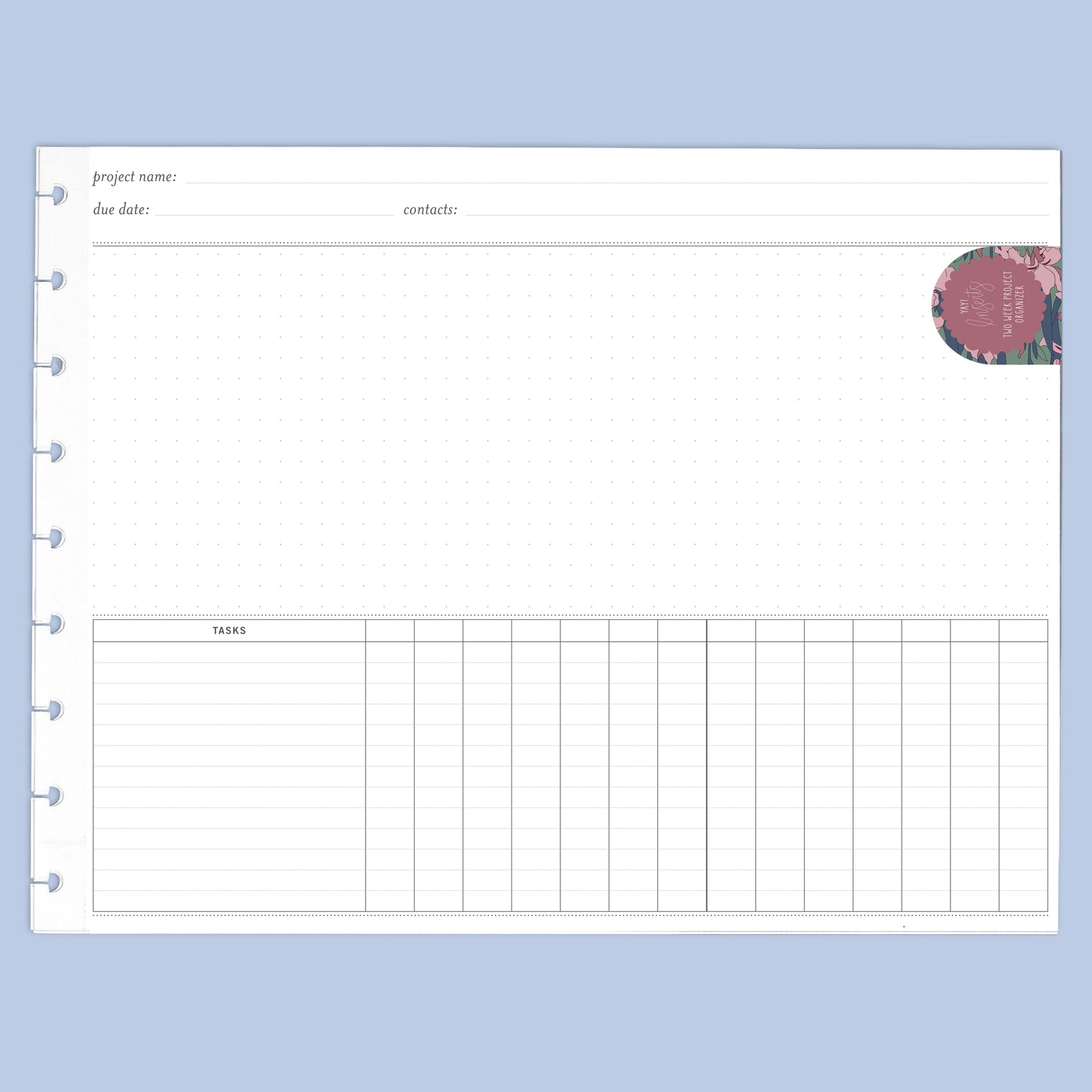 2-Week Project Organizer Inserts | Planner Expansion Pack | Disc Sizes 1, 2, 3, 4
