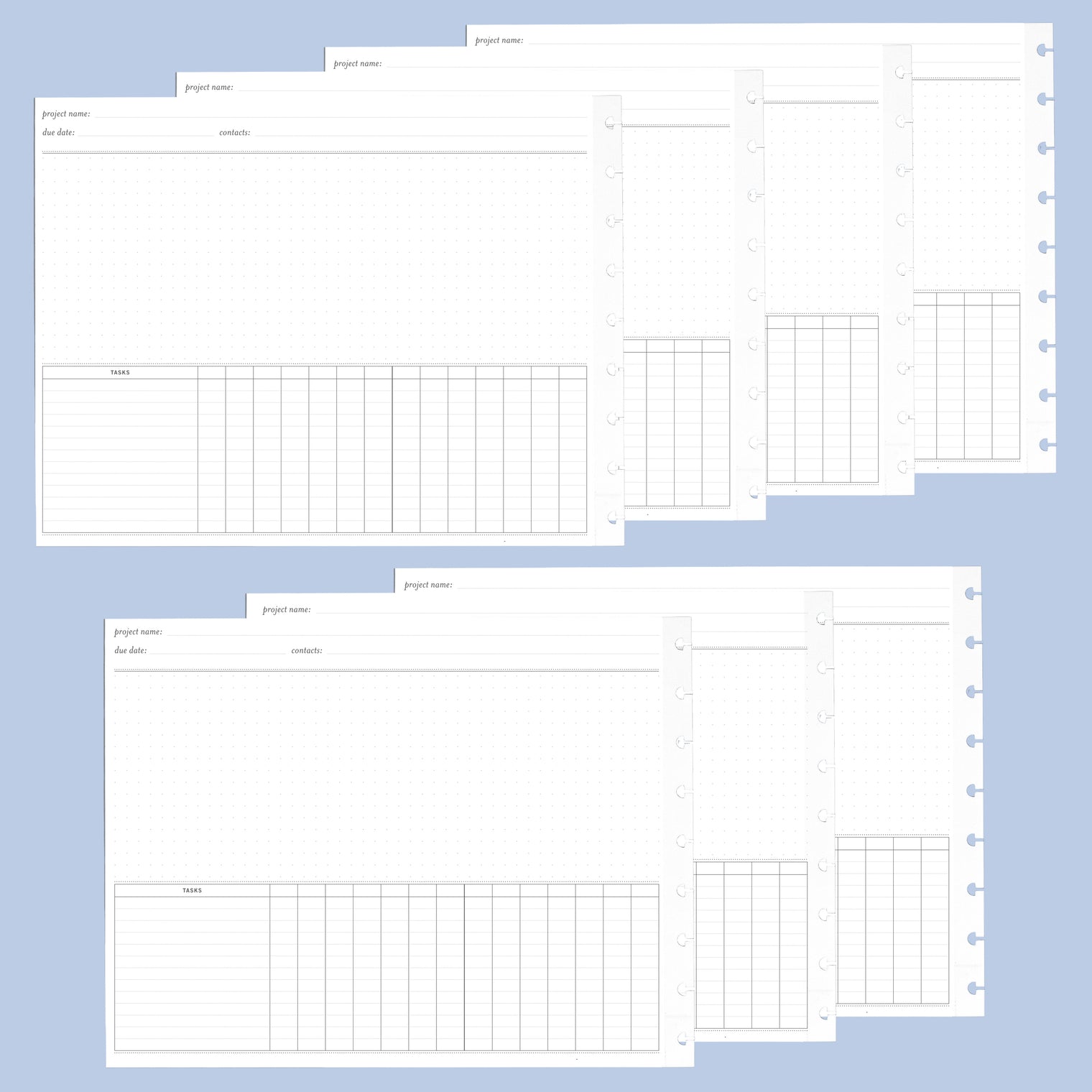 2-Week Project Organizer Inserts | Planner Expansion Pack | Disc Sizes 1, 2, 3, 4