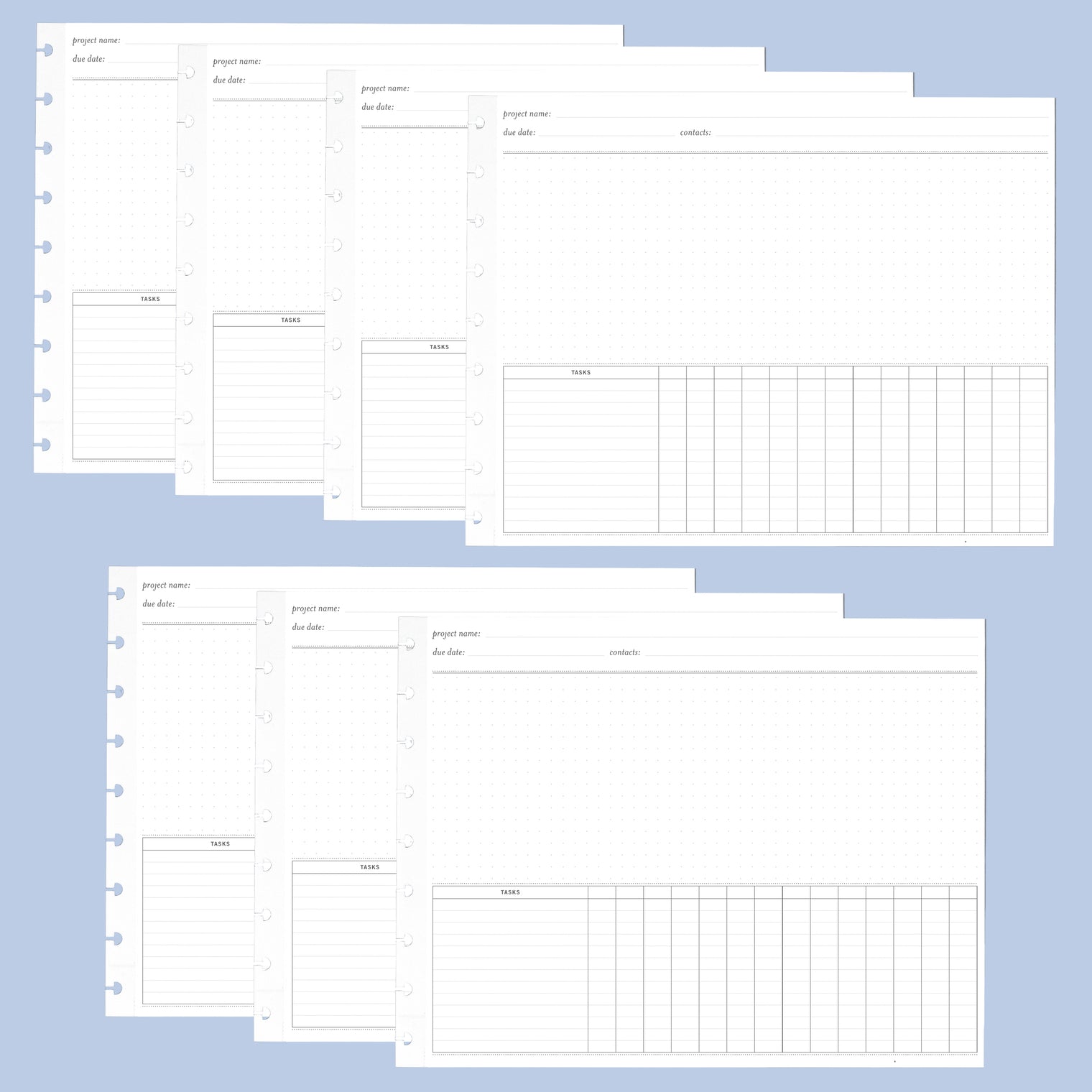 2-Week Project Organizer Inserts | Planner Expansion Pack | Disc Sizes 1, 2, 3, 4