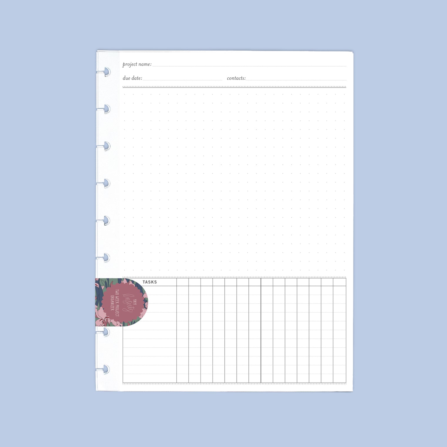 2-Week Project Organizer Inserts | Planner Expansion Pack | Disc Sizes 1, 2, 3, 4