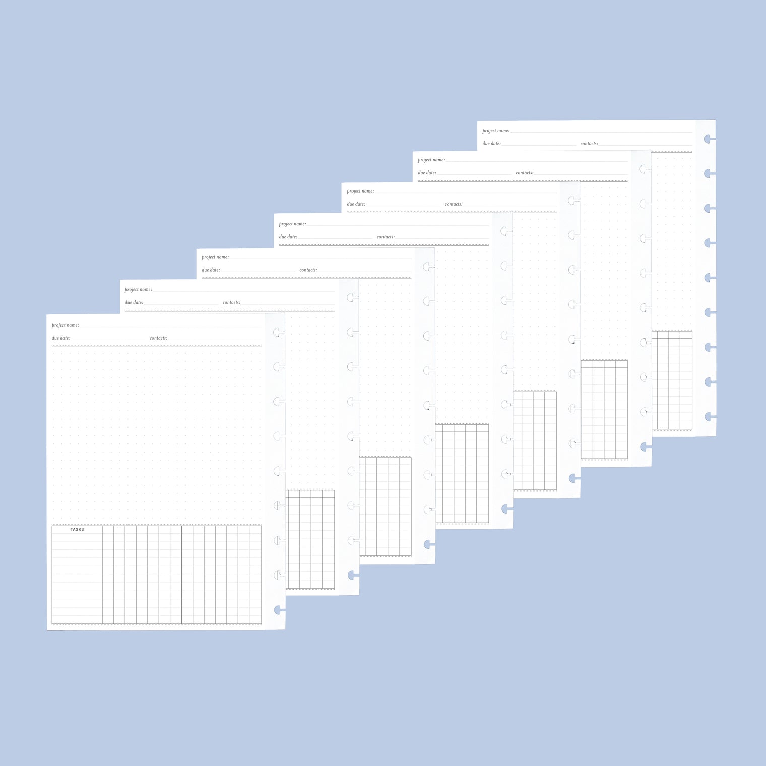 2-Week Project Organizer Inserts | Planner Expansion Pack | Disc Sizes 1, 2, 3, 4
