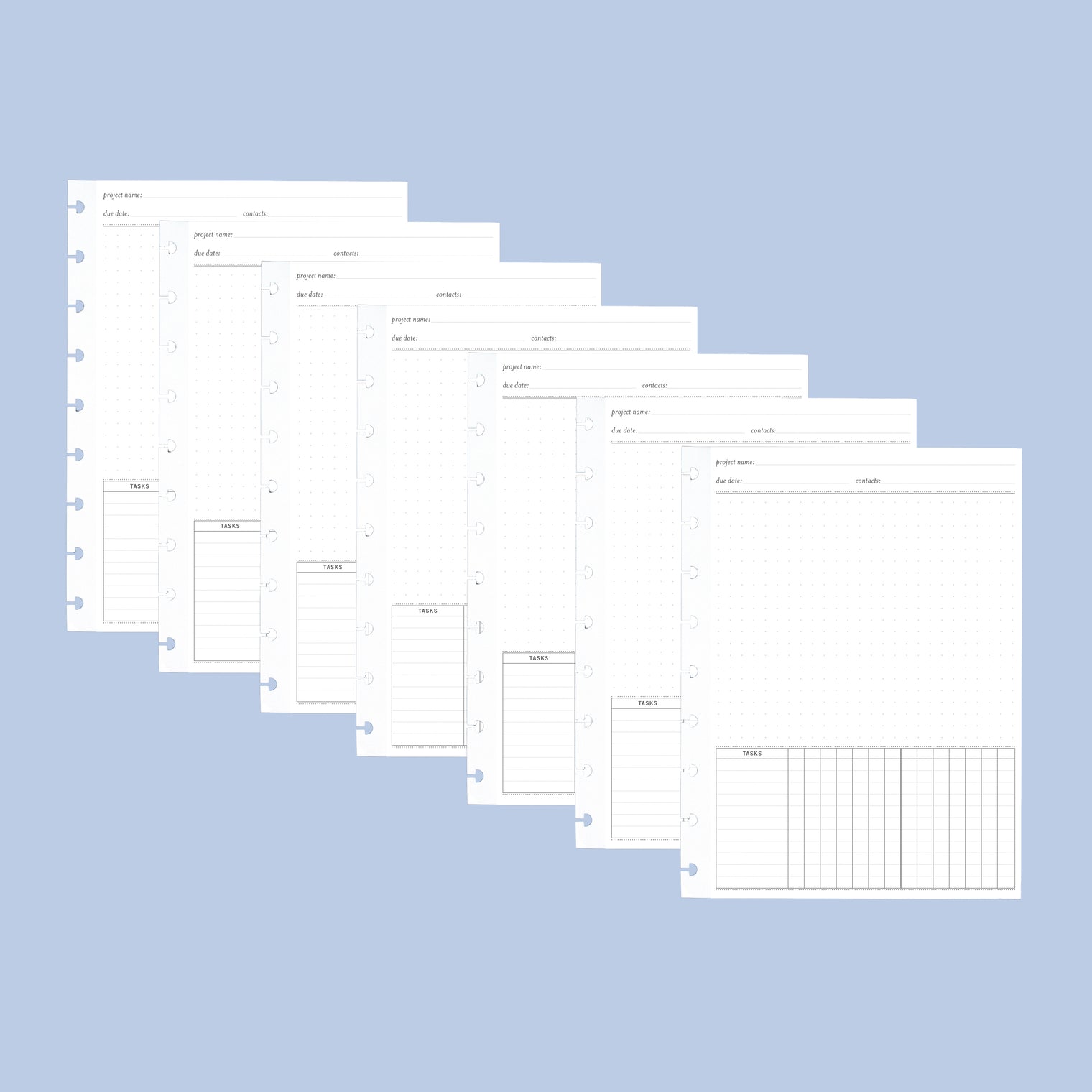 2-Week Project Organizer Inserts | Planner Expansion Pack | Disc Sizes 1, 2, 3, 4