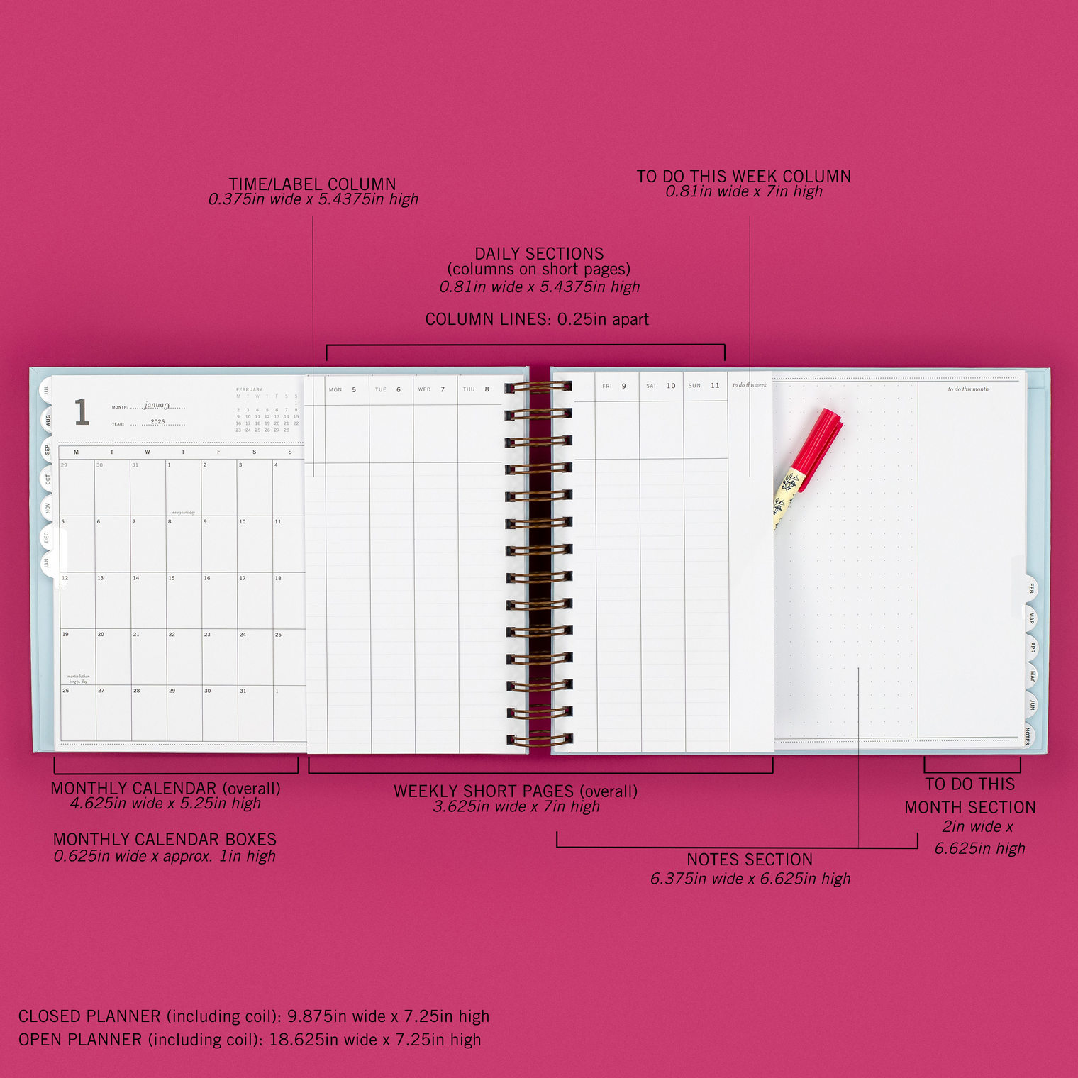 MINI Vertical Week + Month Planner, 2025-2026 | Bless Your Heart