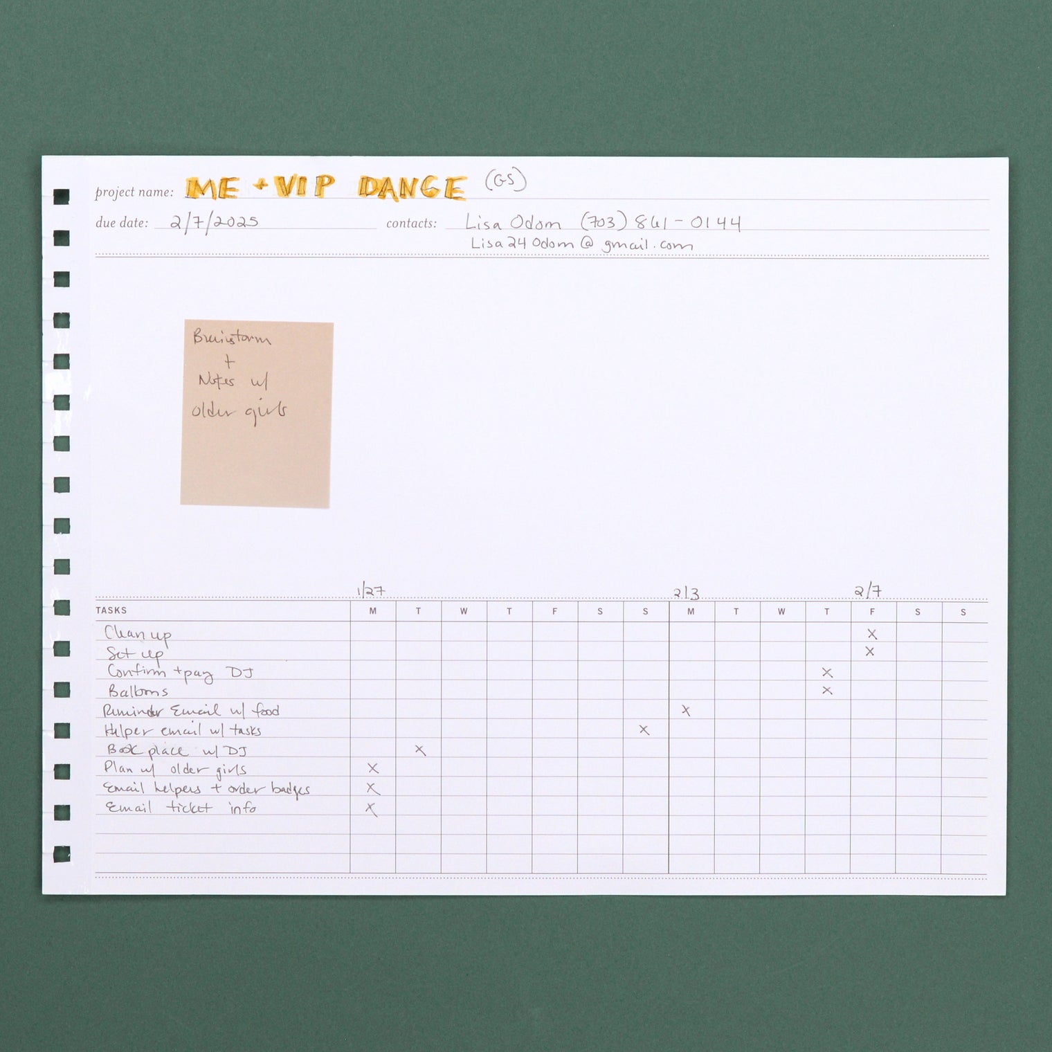 Event Planning  | Two Week Project Plan