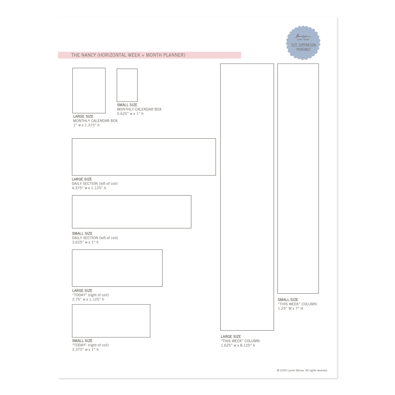 Size Comparisons Printable