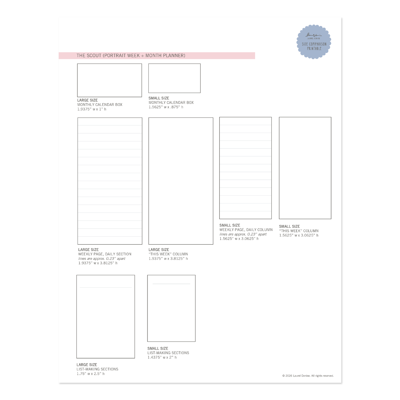 Size Comparisons Printable