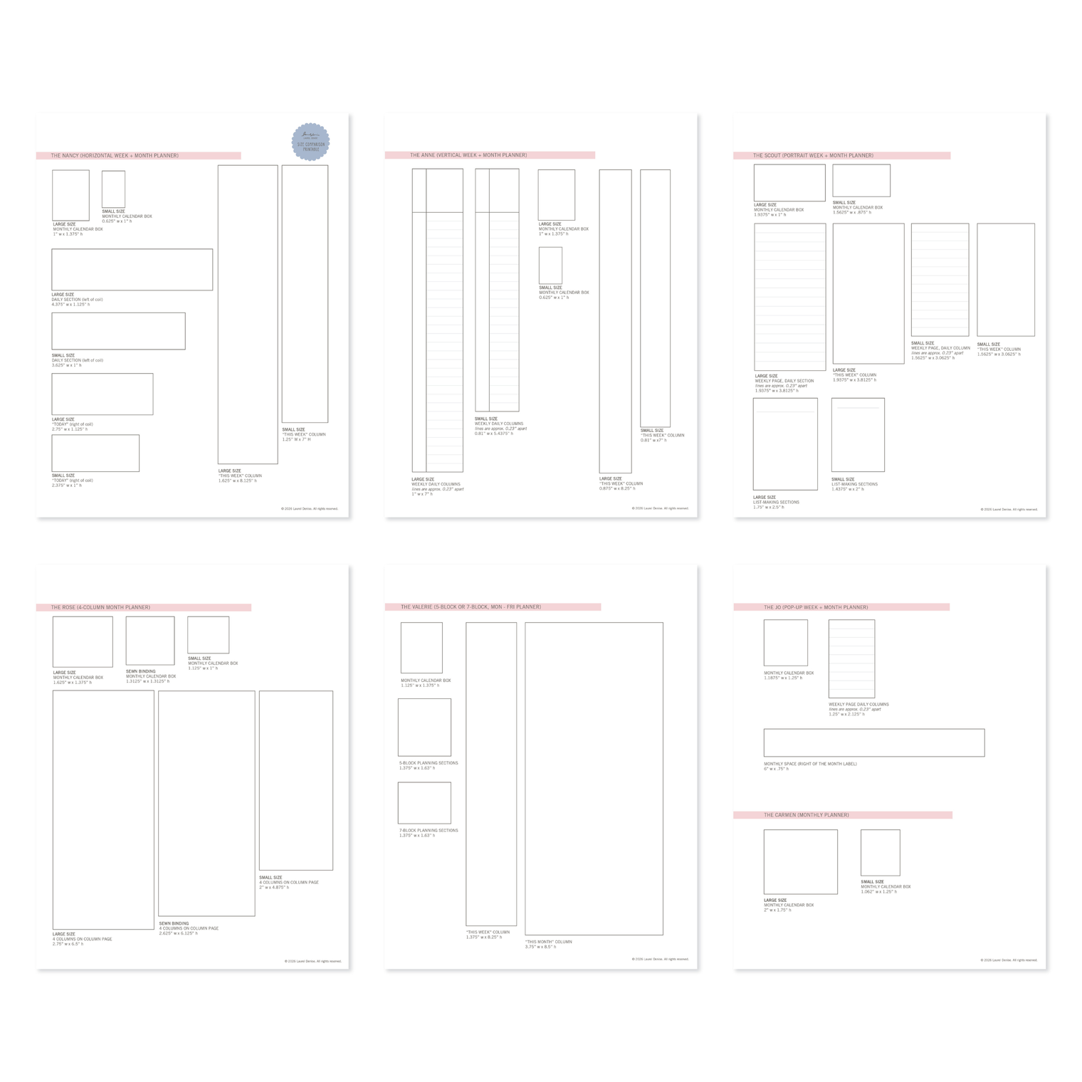Size Comparisons Printable