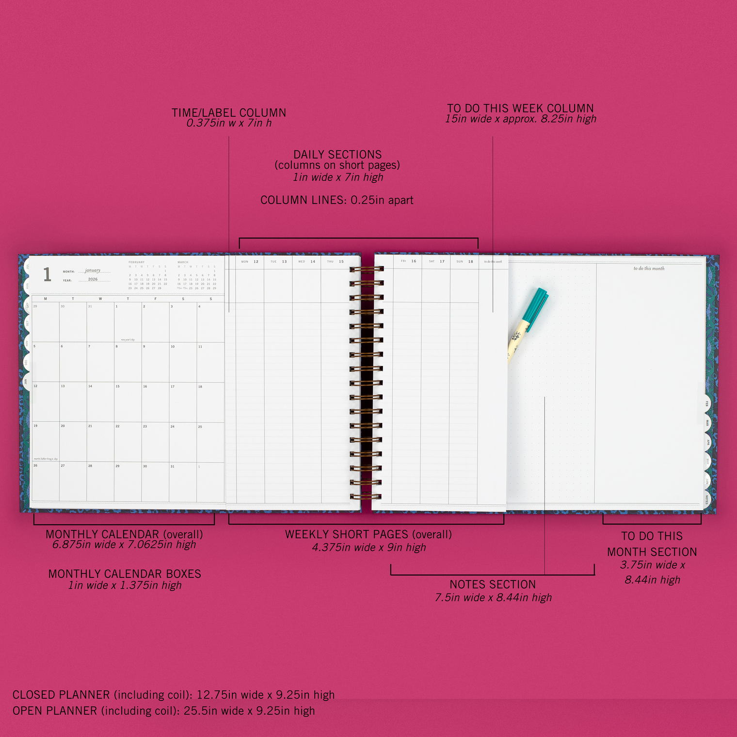 Vertical Week + Month Planner, 2025-2026 | Ice Queen
