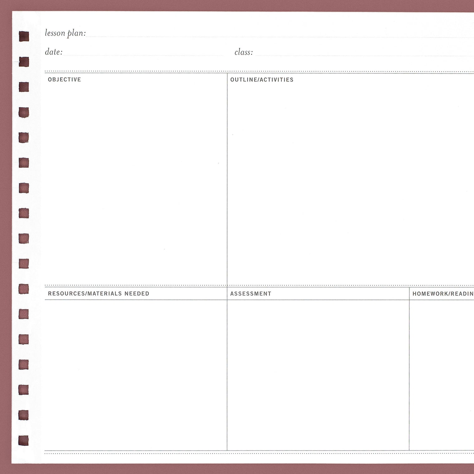 Lesson Planning Pages