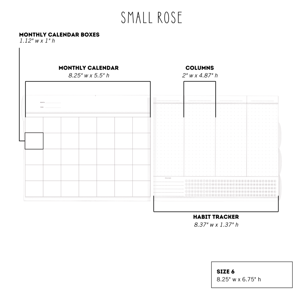 The Rose | 3-Month Undated Planner Insert Pack | Twin Wire-O Bound