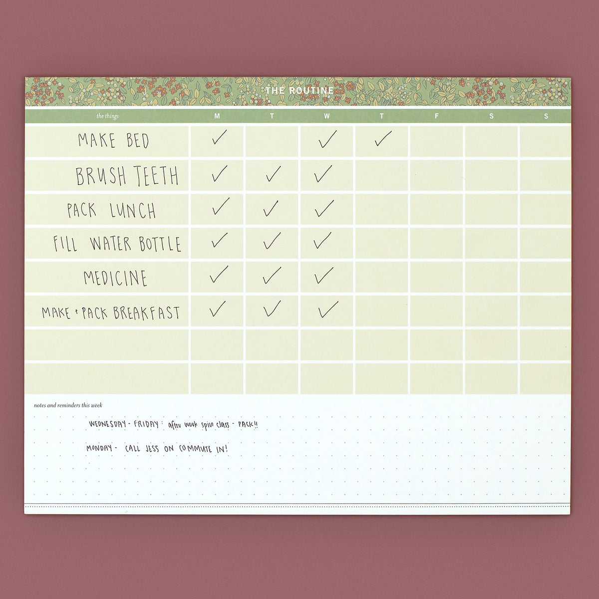Routine Note Layout Routines Notepad | laurel denise